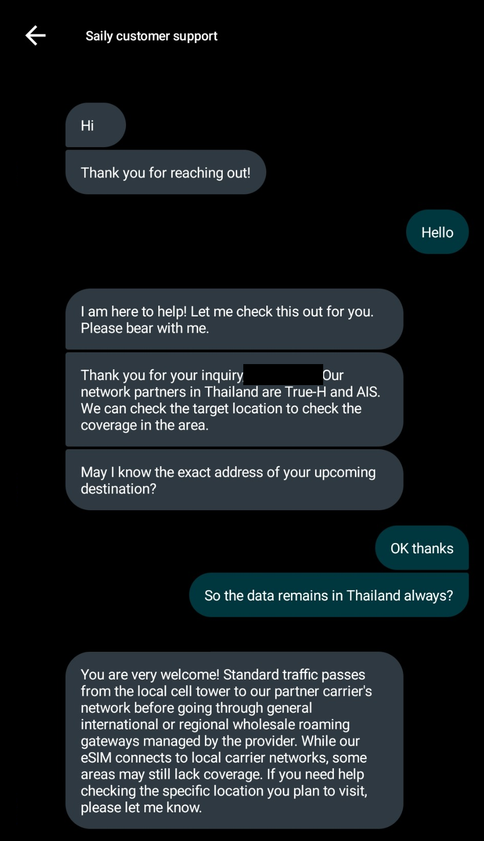 Saily describe pasarelas internacionales o regionales de roaming, sin identificar la salida exacta del plan.